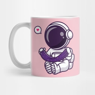 Cute Astronaut With Space Slime Cartoon Mug